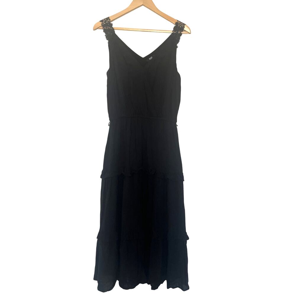 Paige Boho Riviera Midi Dress Small Black Riviera Dree V-neck Floral Lace Straps
